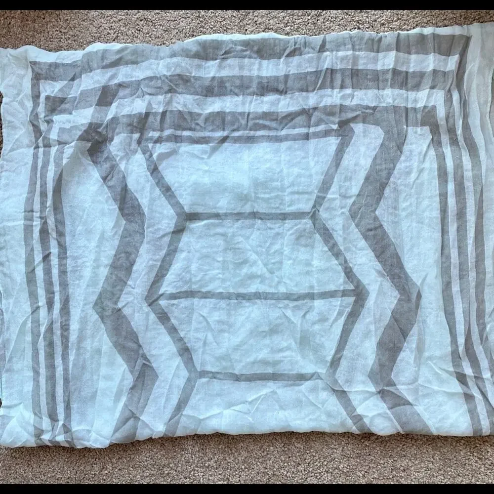 Mint Green and Grey Geometric Infinity Scarf